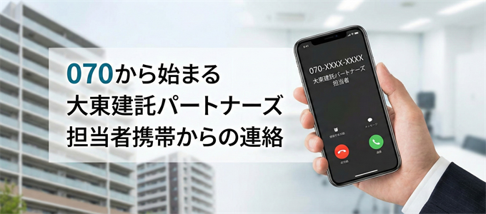 「070」から始まる大東建託パートナーズの担当者からの連絡